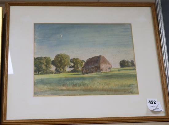 Francis Dodd (1874-1949) Landscape with haystack 23 x 31cm